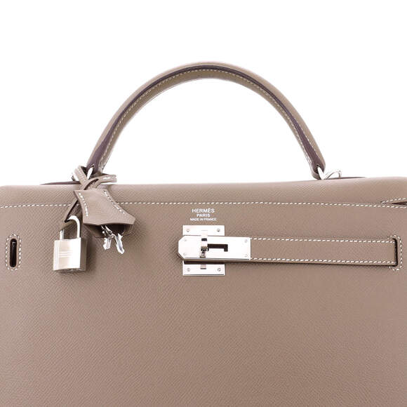 Hermes Kelly Handbag Grey Epsom With #186295H19B - Picture 8 of 9